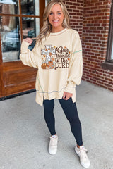 White Give Thanks to the LORD Graphic High Low Hem Loose Sweatshirt Graphic Sweatshirts JT's Designer Fashion