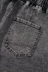 High-rise Drawstring High Waist Casual Denim Shorts with Pockets Denim Shorts JT's Designer Fashion