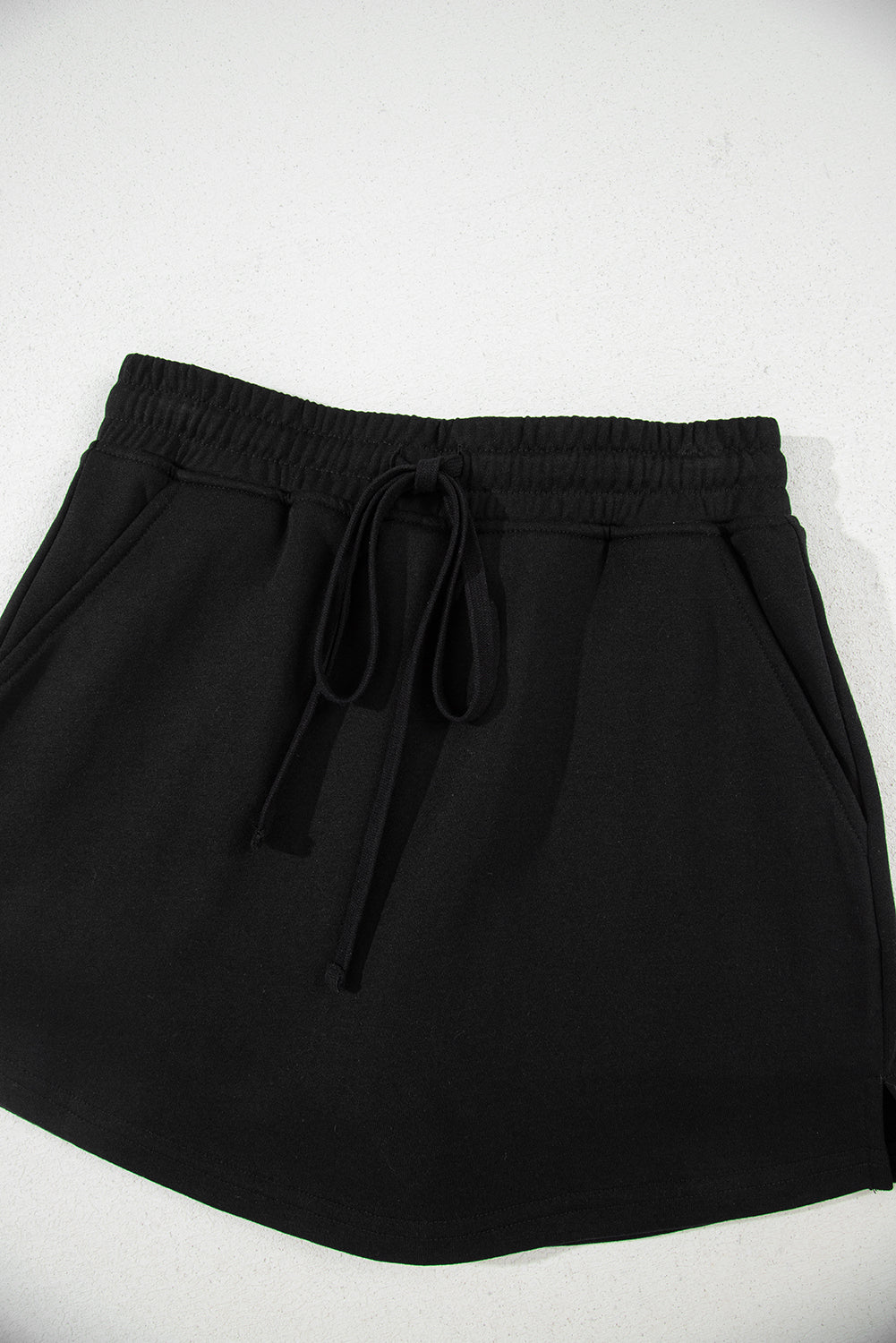 Black French Terry Drawstring Mini Skort with Pockets Skirts & Petticoat JT's Designer Fashion