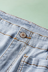 Beau Blue Acid Wash Contrast Edge Pocketed Cropped Jeans Jeans JT's Designer Fashion