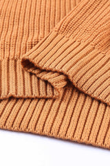 Brown Crew Neck Cold Shoulder Hollow-out Back Sweater Sweaters & Cardigans JT's Designer Fashion