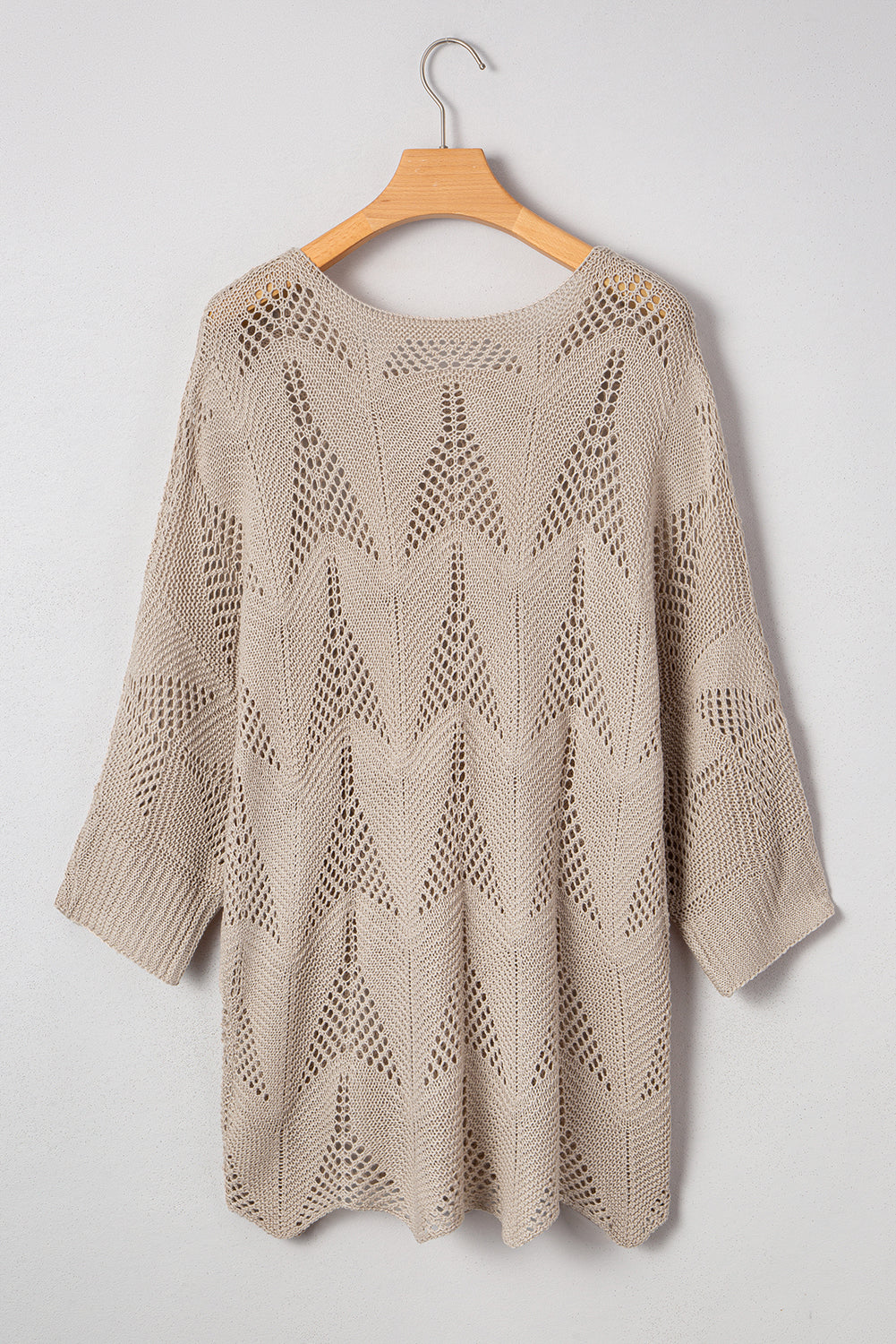 Parchment Hollow Out Knit 7/8 Sleeve Casual Sweater Sweaters JT's Designer Fashion