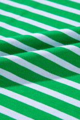 Dark Green Striped Cap Sleeve Tee and Shorts Set Short Sets JT's Designer Fashion