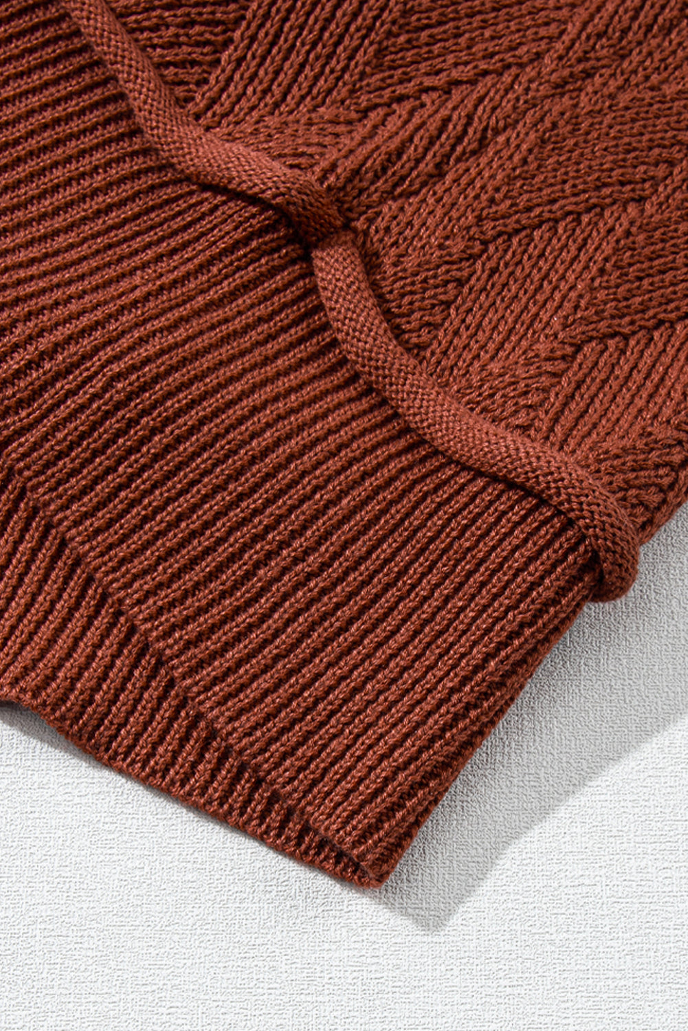 Gold Flame Solid Color Textured Crew Neck Loose Sweater Sweaters JT's Designer Fashion