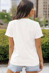 White Halloween Pumpkin Bow Knot Print Crew Neck Tee Graphic Tees JT's Designer Fashion