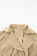 Pale Khaki Solid Color Lapel Collar Waist Tie Wind Coat Coats JT's Designer Fashion