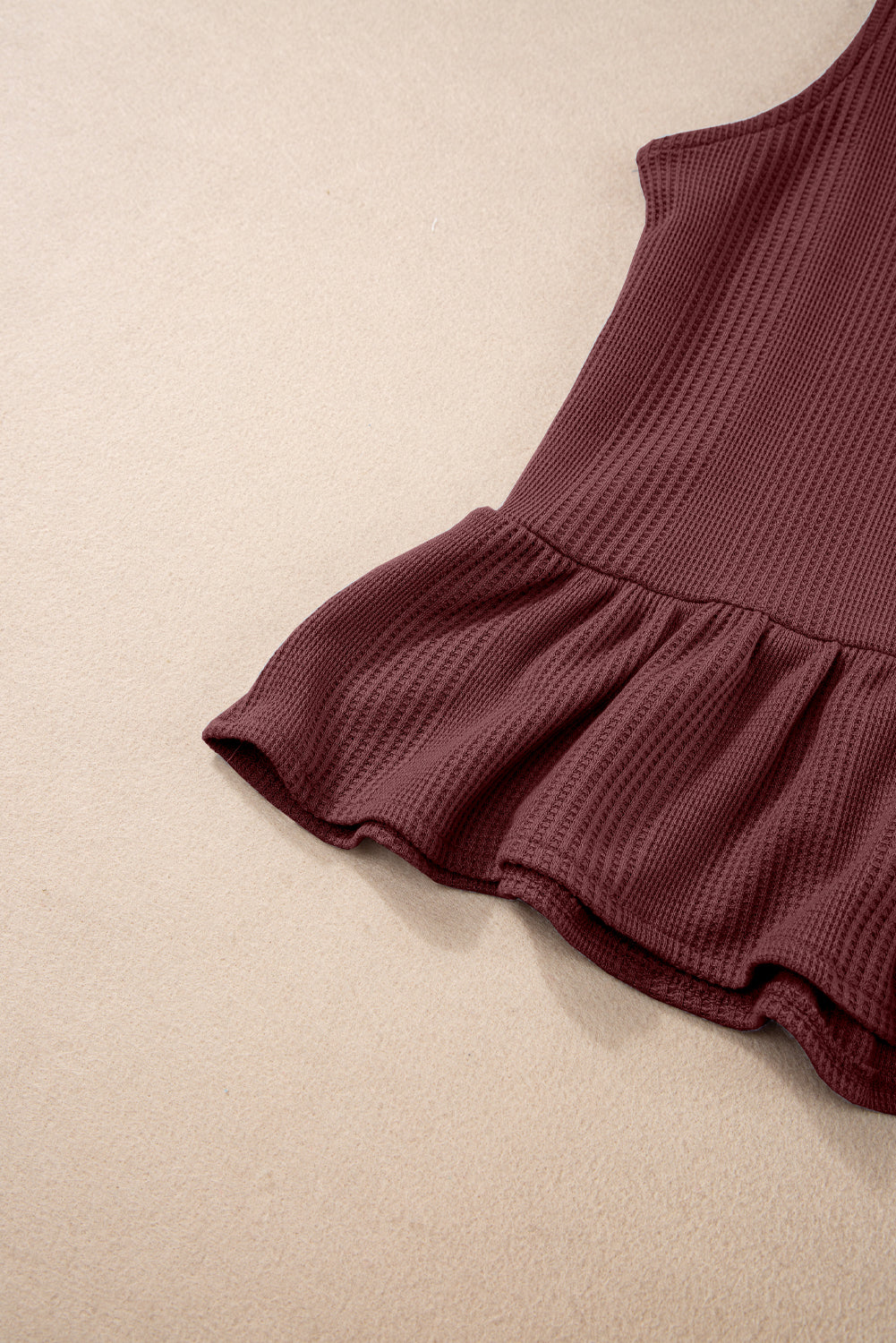 Red Dahlia Solid Color Ribbed Ruffle Tank Top and Pants Set Pant Sets JT's Designer Fashion
