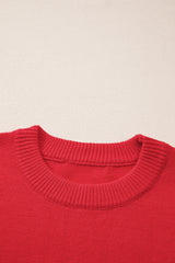 Fiery Red Tinsel merry Pattern Drop Shoulder Plus Size Sweater Plus Size Sweaters & Cardigans JT's Designer Fashion