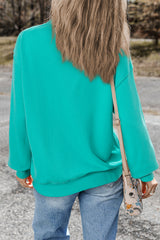 Aruba Blue Plain Drop Shoulder Crewneck Pullover Sweatshirt Sweatshirts & Hoodies JT's Designer Fashion