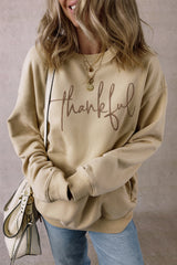 Parchment thankful Embroidered Drop Shoulder Pullover Sweatshirt Graphic Sweatshirts JT's Designer Fashion