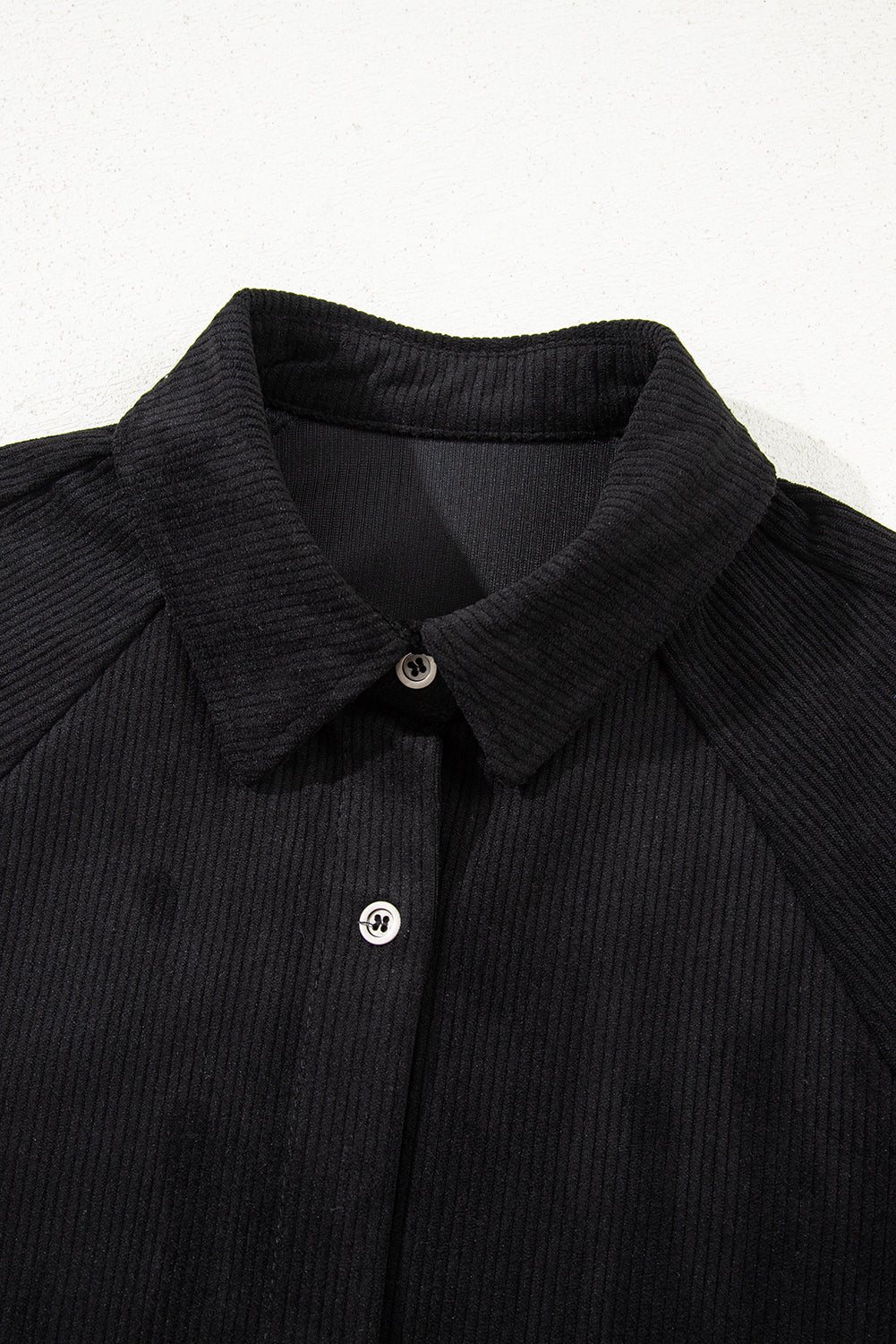 Black Corduroy Shirt Style Full Button Long Sleeve Shift Mini Dress Mini Dresses JT's Designer Fashion