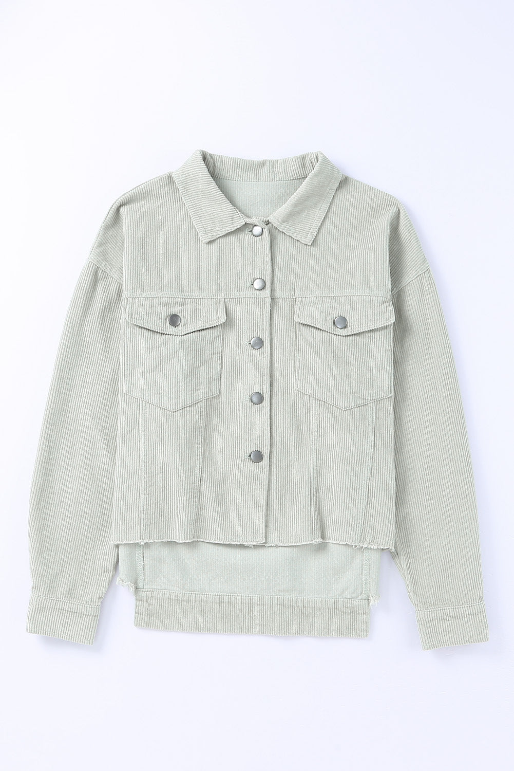 Sky Blue Raw Hem Flap Pockets Cropped Corduroy Jacket Jackets JT's Designer Fashion