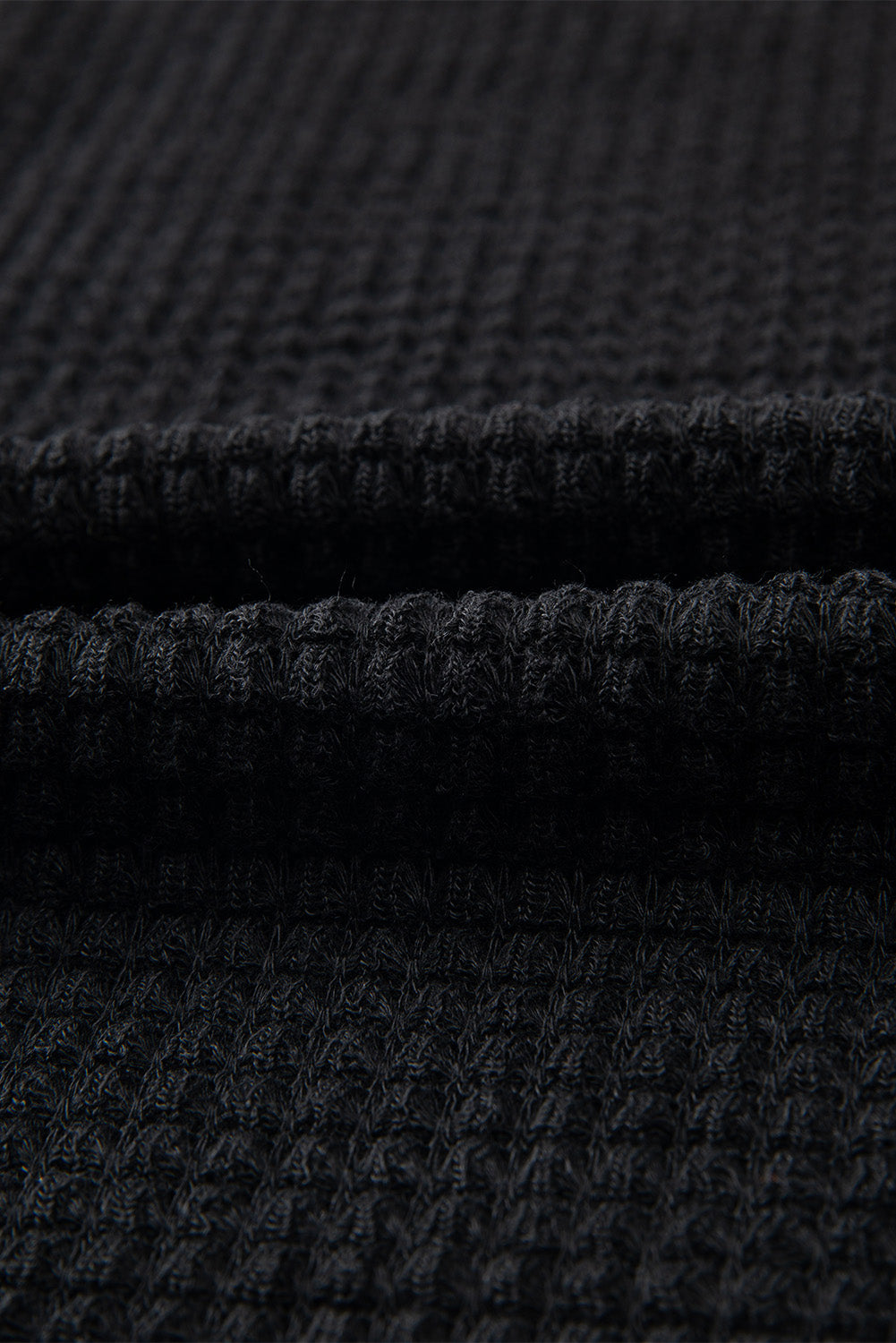 Black Waffle Knit Drop Shoulder Long Sleeve Top Long Sleeve Tops JT's Designer Fashion