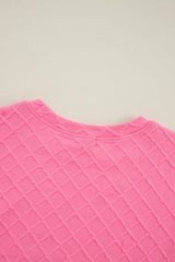 Sachet Pink Checkered Textured Tee and Drawstring Shorts Short Sets JT's Designer Fashion