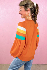 Flamingo Color Block Sleeve Exposed Seam Raglan Sweatshirt Sweatshirts & Hoodies JT's Designer Fashion