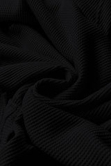 Black Waffle Knit Fleece Lined High Low Oversized Hoodie Sweatshirts & Hoodies JT's Designer Fashion