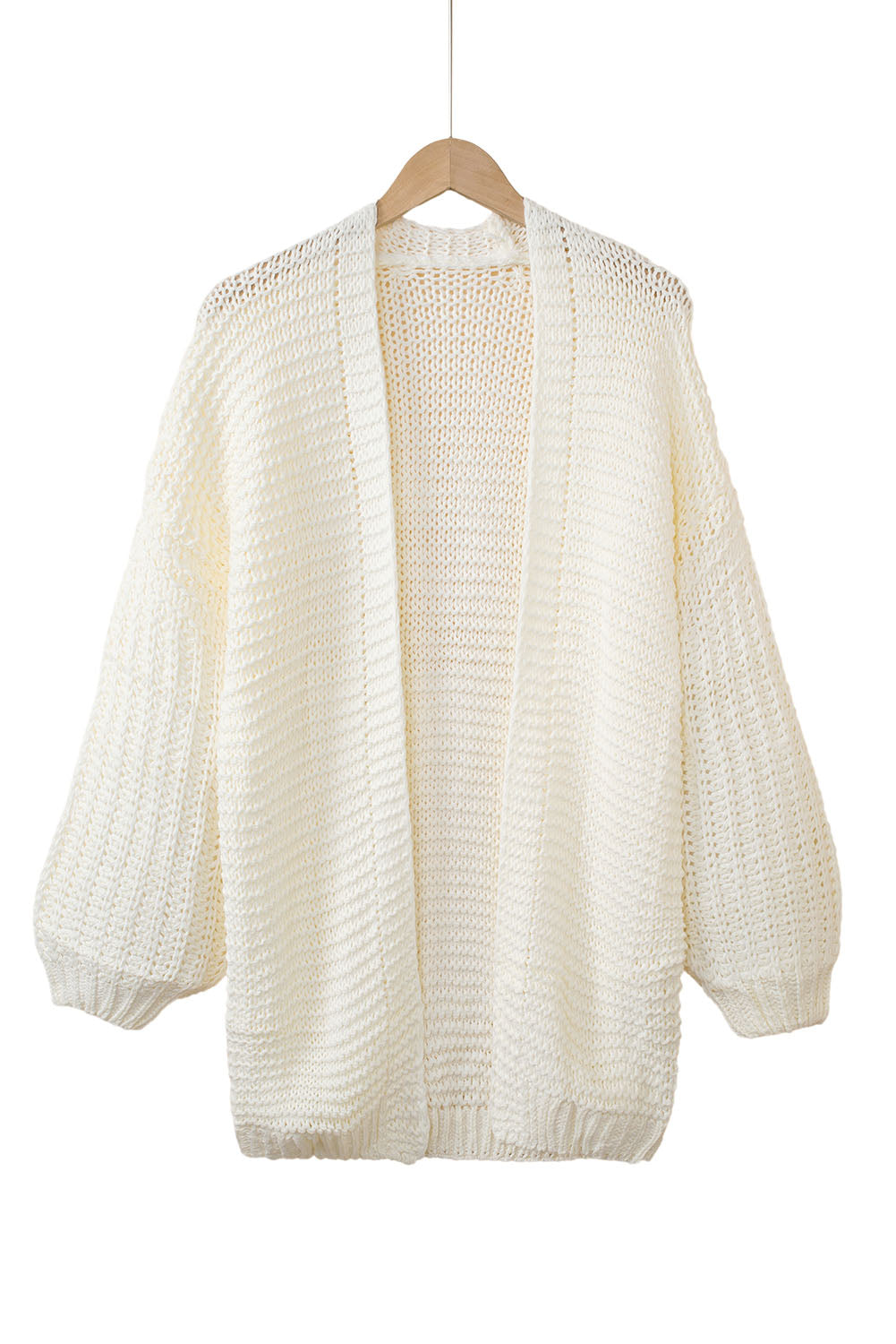 White Chunky Oversize Knit Drop Shoulder Puff Sleeve Cardigan Cardigans JT's Designer Fashion