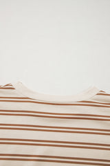 Khaki Stripe Round Neck Sleeveless Casual Pocketed Mini Dress Mini Dresses JT's Designer Fashion
