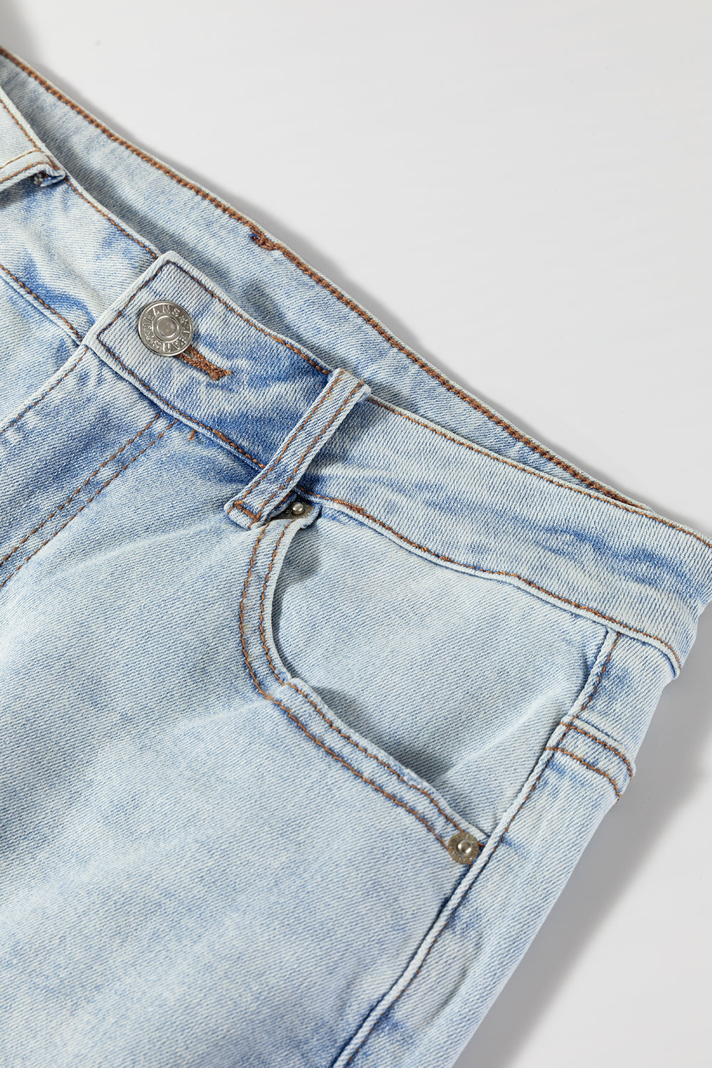 Beau Blue Light Wash Distressed High Waist Wide Leg Jeans Jeans JT's Designer Fashion