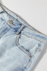 Beau Blue Light Wash Distressed High Waist Wide Leg Jeans Jeans JT's Designer Fashion