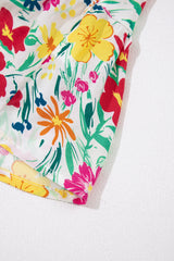Red Floral Knotted Straps Cinched Waist Ruffle Hem Mini Dress Floral Dresses JT's Designer Fashion