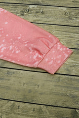Pink Bleached Round Neck Pullover Sweatshirt Sweatshirts & Hoodies JT's Designer Fashion