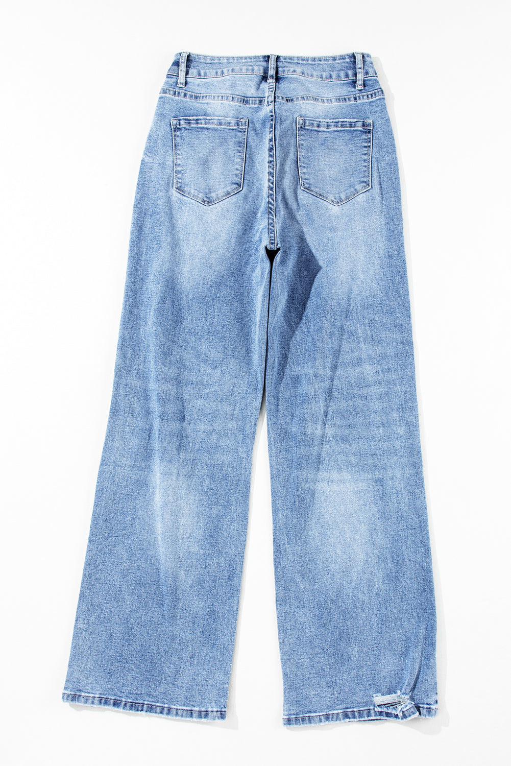 Light Blue High Rise Distressed Straight Leg Jeans Jeans JT's Designer Fashion