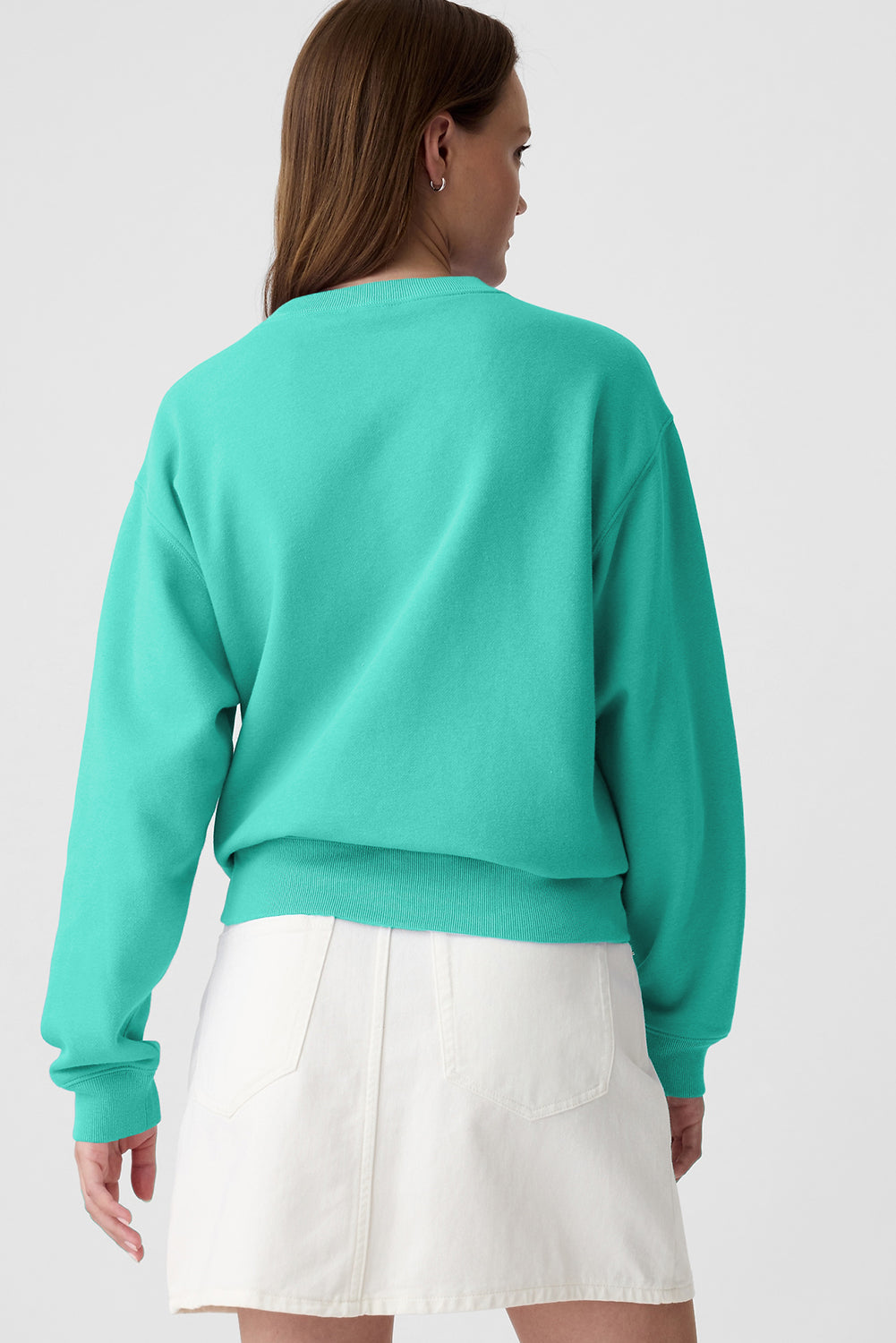 Aruba Blue Solid Fleece Lined Drop Shoulder Terry Sweatshirt Sweatshirts & Hoodies JT's Designer Fashion