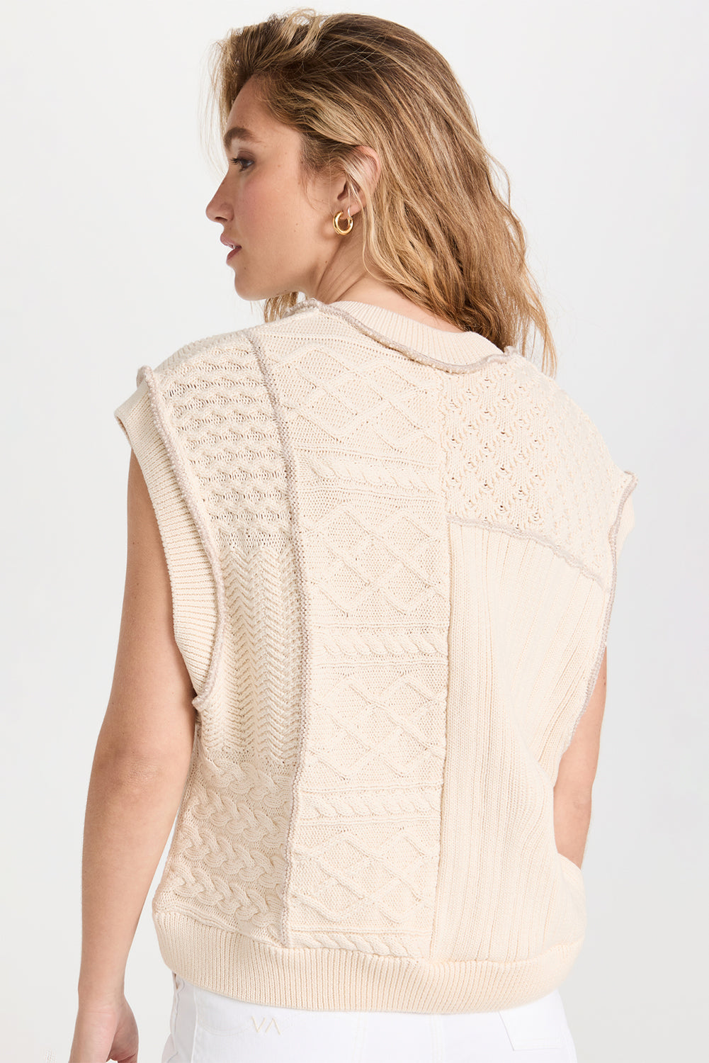 Beige Cable Knit Dolman Armholes Sweater Tank Sweaters & Cardigans JT's Designer Fashion