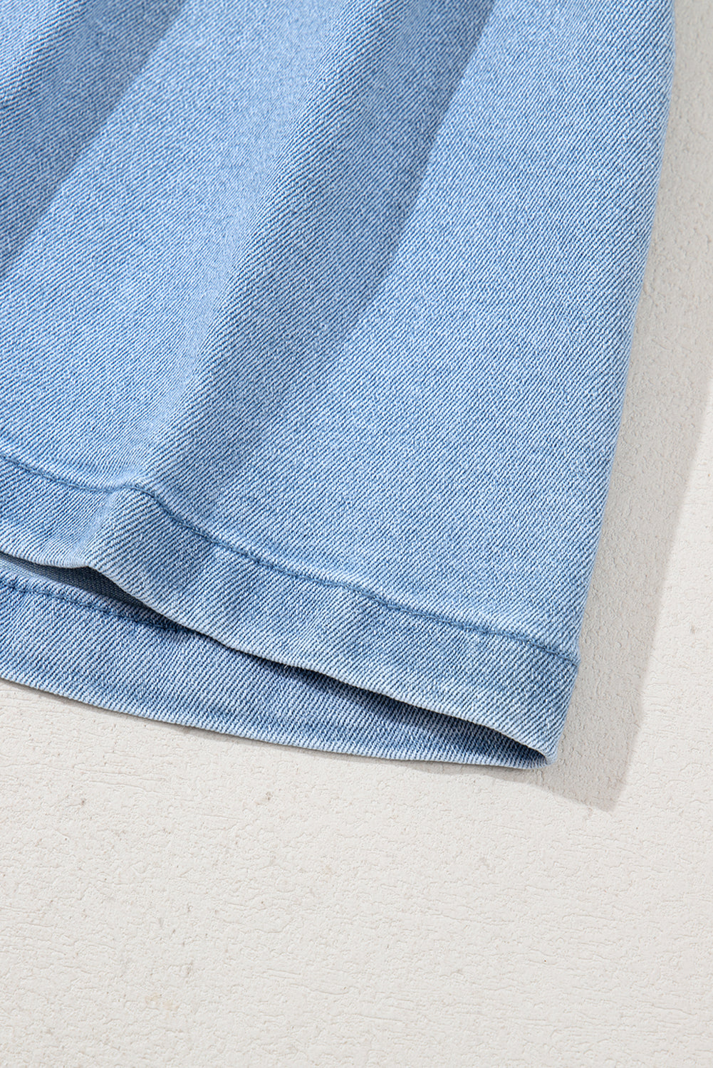 Dusk Blue Pleated Patchwork Wide Leg Lightweight Denim Shorts Denim Shorts JT's Designer Fashion
