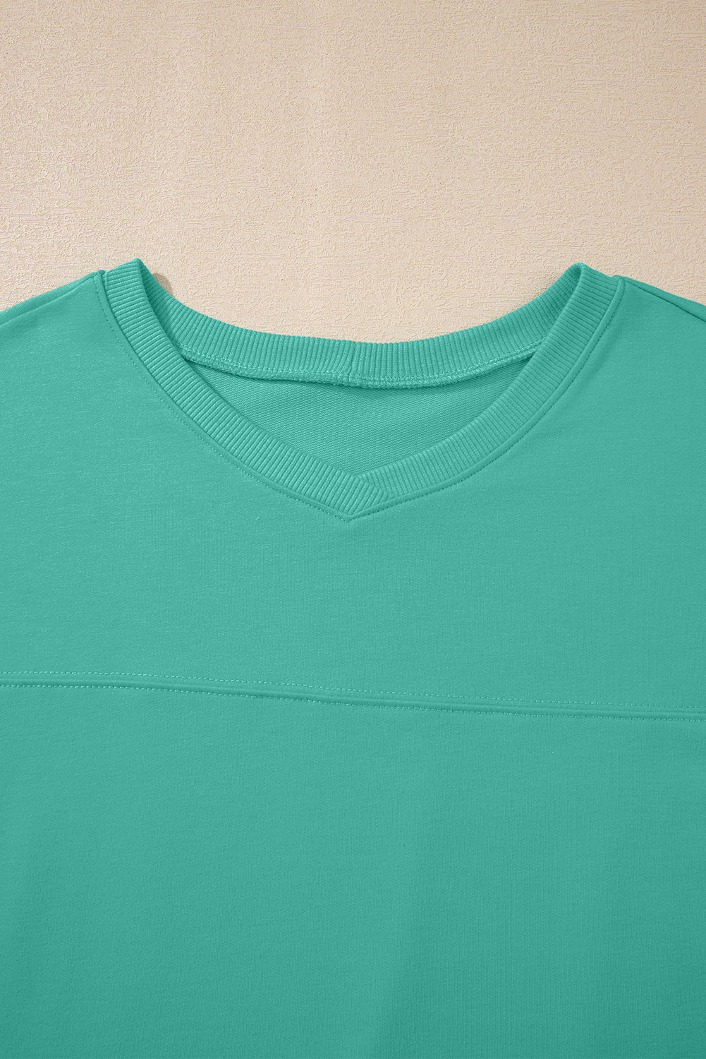 Sea Green Solid Loose V Neck Half Sleeve Tee and Shorts Short Sets JT's Designer Fashion