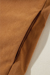 Desert Gold Corduroy Pleated Puff Sleeve Shift Short Dress Mini Dresses JT's Designer Fashion