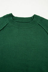 Evergreen Raglan Sleeve Crew Neck Sweater Sweaters JT's Designer Fashion