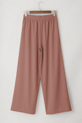 Coffee High Waisted Tie Front Side Pocket Wide Leg Flowy Casual Pants Pants & Culotte JT's Designer Fashion