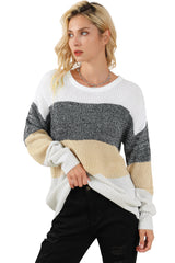 Multicolour Color Block Drop Shoulder Knit Sweater Sweaters & Cardigans JT's Designer Fashion
