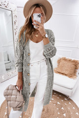 Gray Hollow-out Openwork Knit Cardigan Cardigans JT's Designer Fashion