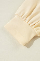 Beige Splicing Round Neck Pullover Sweatshirt Sweatshirts & Hoodies JT's Designer Fashion