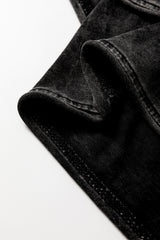 Black Mineral Wash French Terry High Waist Casual Shorts Casual Shorts JT's Designer Fashion