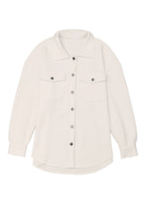 Solid Textured Flap Pocket Buttoned Shacket Jackets JT's Designer Fashion