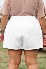 White Bow Decor Pockets Plus Size Shorts Plus Size Bottoms JT's Designer Fashion