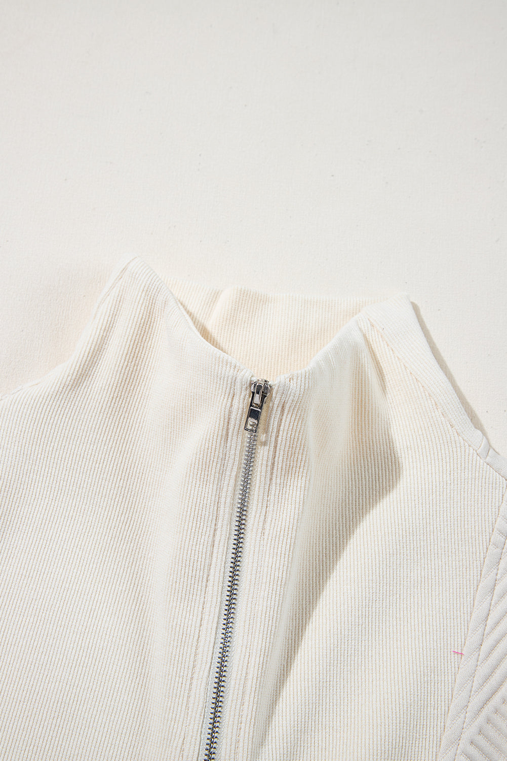 Jet Stream Textured Zipped Front V Neck Collared Casual Romper Jumpsuits & Rompers JT's Designer Fashion