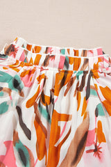 Yellow Abstract Print Drawstring Frilled V Neck 3/4 Sleeve Blouse Blouses & Shirts JT's Designer Fashion