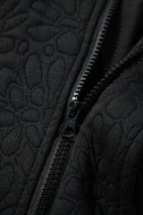 Black Floral Quilted Jacket Jackets JT's Designer Fashion
