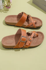 Camel Suede Adjustable Strap Toe Ring Outdoor Slippers Slippers JT's Designer Fashion