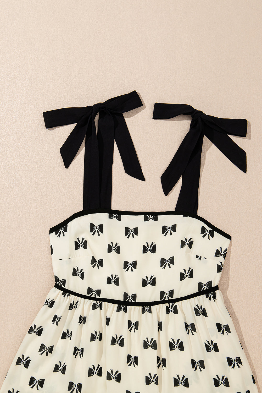 White Bow Knot Color Contrast Trim Knotted Shoulder Mini Dress Mini Dresses JT's Designer Fashion