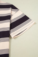 Black Stripe Short Sleeve T Shirt and High Waist Pocketed Shorts Set Short Sets JT's Designer Fashion