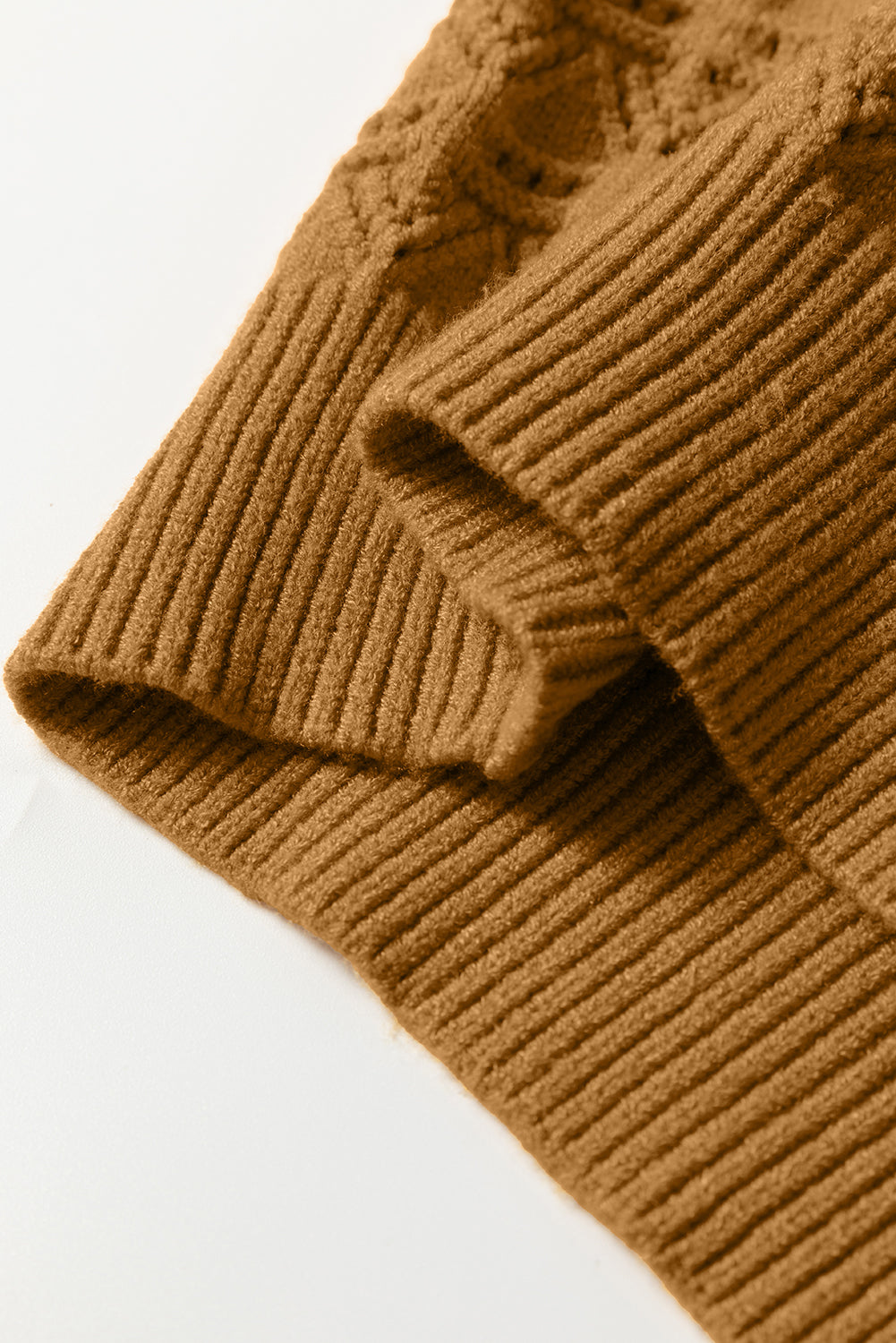 Jurassic Gold Hollow Out Crochet Ribbed Edge Balloon Sleeve Sweater Sweaters JT's Designer Fashion