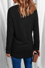 Black Star Print V Neck Long Sleeve Top Graphic Sweatshirts JT's Designer Fashion