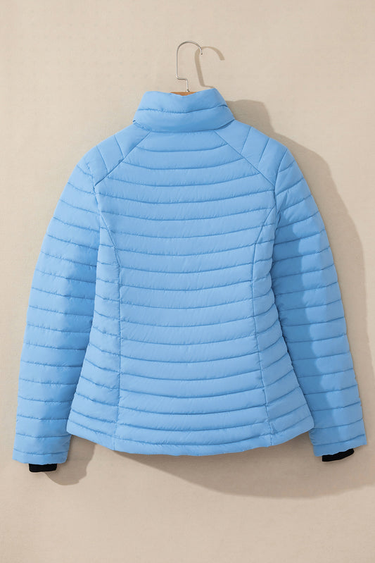 Myosotis Solid Color Quilted Zip-up Puffer Jacket Jackets JT's Designer Fashion