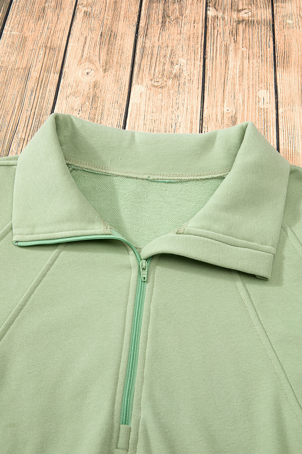 Smoke Green Quarter Zip Stand Neck Kangaroo Pocket Sweatshirt Sweatshirts & Hoodies JT's Designer Fashion
